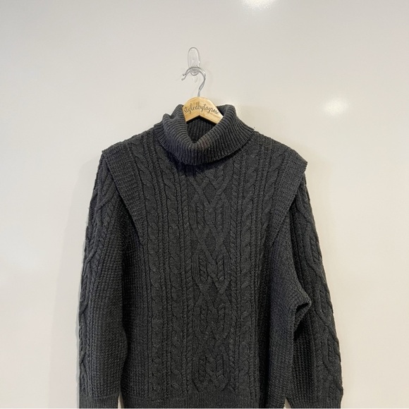 Skull Cashmere Turtleneck Cable Knit Ruffle Sweater - Picture 4 of 9